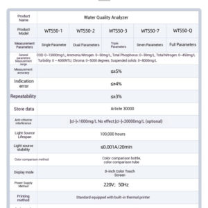 WTS50 Multi parameter Water Quality Analyzer COD Detector Ammonia Nitrogen Total Phosphorus Total Nitrogen Wastewater Detector - Image 9