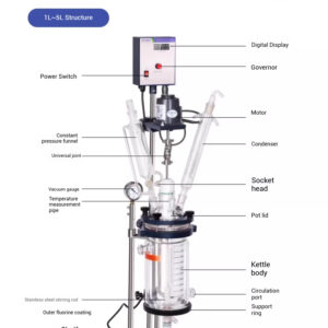 Double layer glass reactor laboratory single-layer high-temperature hydrothermal synthesis reactor - Image 7