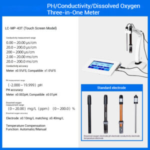 Multi parameter water quality analyzer, laboratory pH meter, conductivity meter, dissolved oxygen three in one detector - Image 3