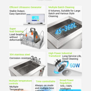 Large capacity ultrasonic cleaning machine, industrial grade commercial parts, automotive repair, fruit and vegetable large high-power cleaning tank - Image 5